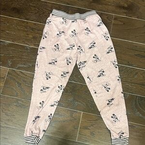 Disney Pink and Black Striped Soft Pajama Jogger Pants W Pockets Small